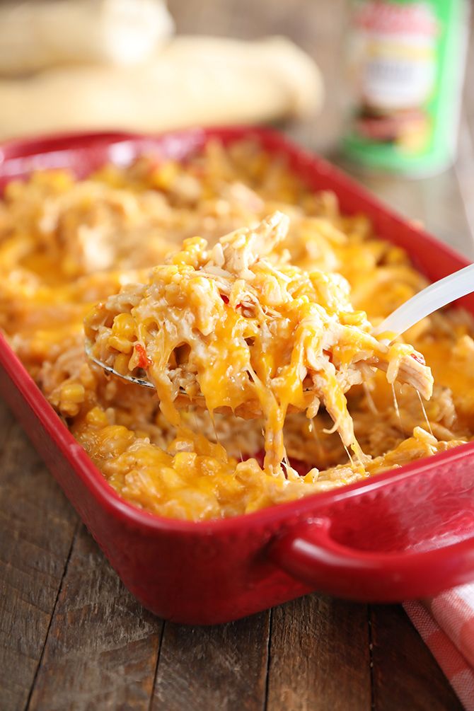 This super easy recipe for my Cheesy Chicken and Rice Bake only takes