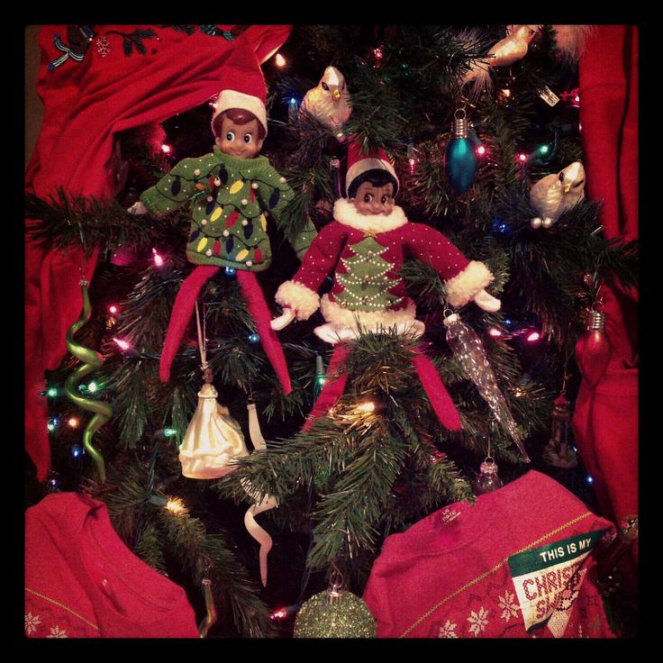elf on the shelf wearing ugly christmas sweater ours ugly elf christmas sweater