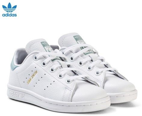 adidas White and Mint Green Kids Stan Smith Trainers