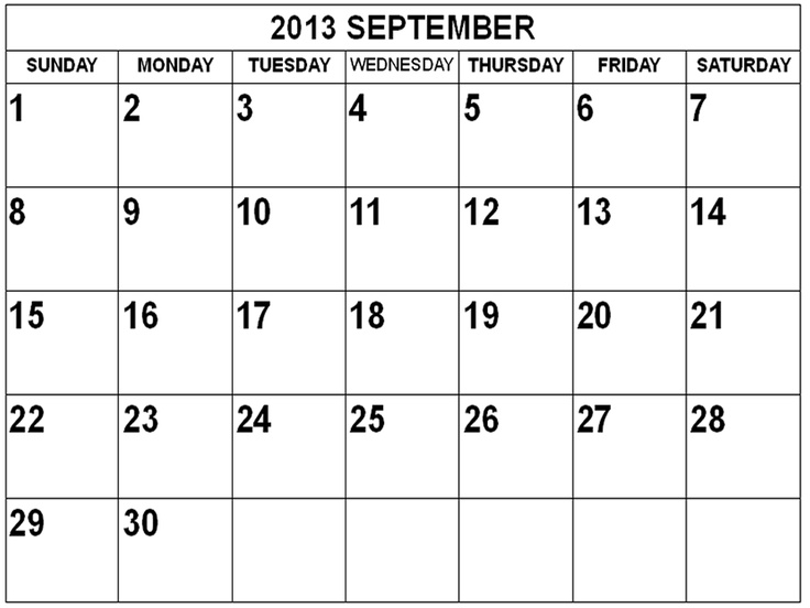 2013 Calendar August