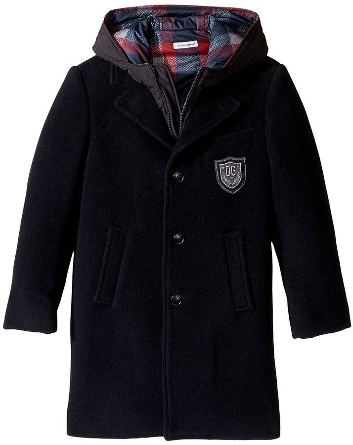 ZPW Kid Boy Classic Hooded Dress Coat Double-Breasted Windbreaker Jacket