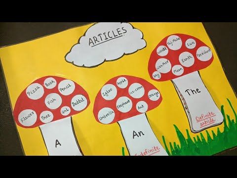 a bulletin board with three mushrooms and the words articles written on them in different languages