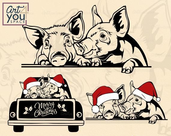 Download Pigs Svg Files For Cricut Christmas Farm Animals Clipart Etsy Cricut Animals Christmas Farm Christmas Drawing