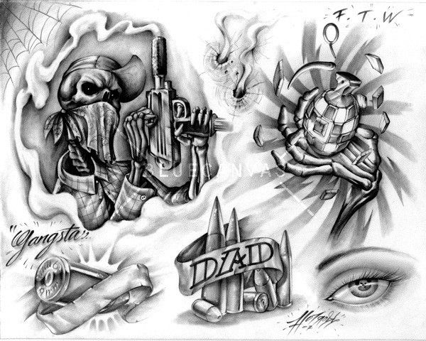 Gangster Tattoo Outline Drawings - canvas-puke