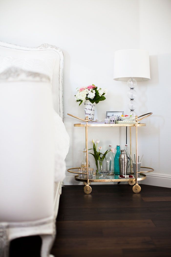 Bar Cart As Nightstand Area In 2018 Pinterest Bar Cart As Nightstand