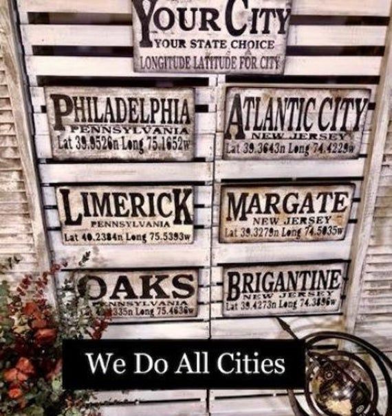 Military Gift Unique Deployment Gift Idea Unique Veteran Memorabilia Gift Unique Soldier Hometown GPS Gift Latitude Longitude Town Sign