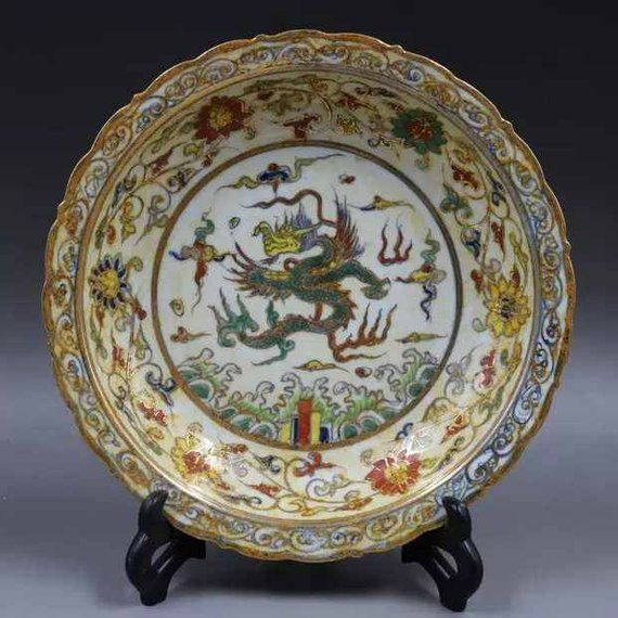 China old Porcelain Ming chenghua doucai Hand painting flower bowl Decoration