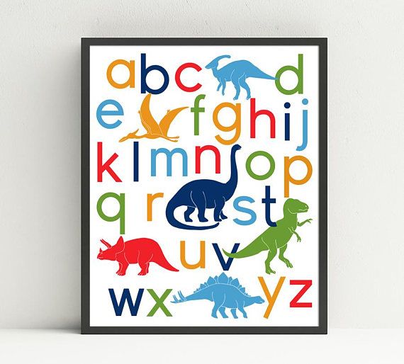 Kids Educational Wall Chart Abc Alphabet Poster Dinosaurs Theme Classroom