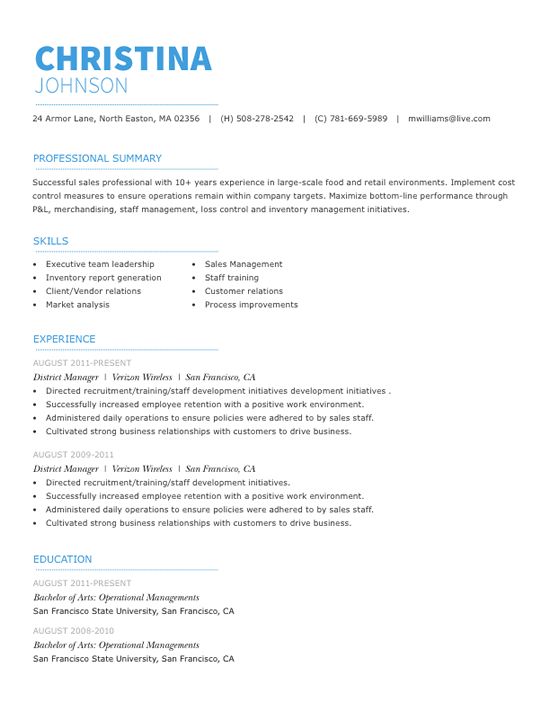 a perfect resume example