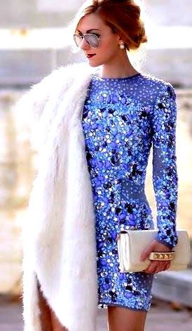 Sequin Dress White Coat