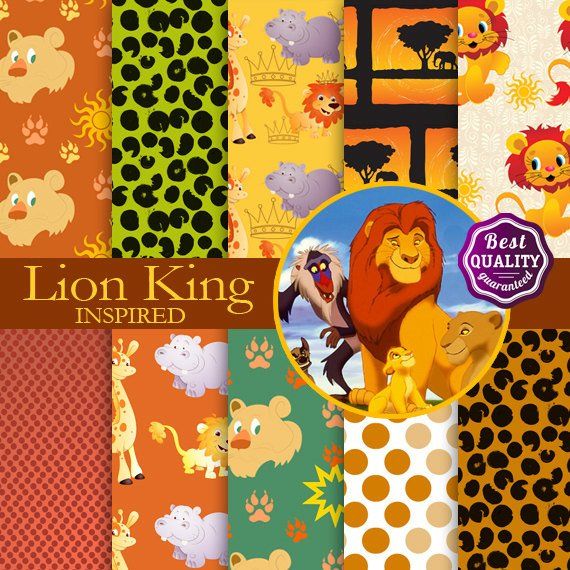 cards invites perfect for Baby Shower Lion digital paper: Neutral Lions digital scrapbooking 2 ClipArt pastel Instant Download