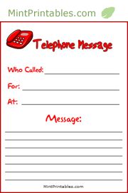 printable phone message