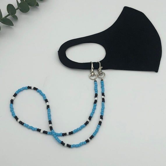 Gray and Silver Mask Lanyard Beaded Face Womens Face Mask Lanyard Silver Mask Keeper Mask Holder Mask Necklace Mask Chain Face Mask Jewelry