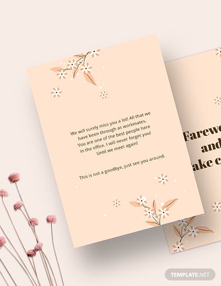simple office farewell card template in 2020 card