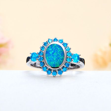 Ocean Blue Fire Australian Black Opal Doublet Boulder Opal Ring Ocean Blue Fire Australian Black Opal Doublet Boulder Opal Ring