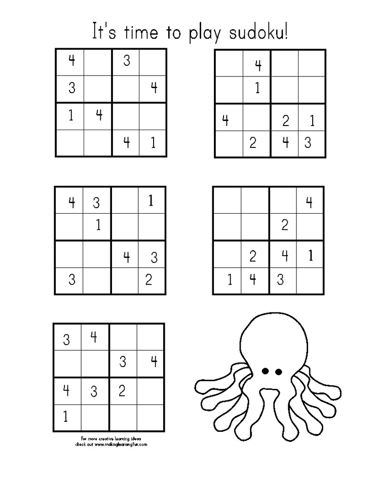 template Kids math worksheets, Sudoku, Sudoku printable
