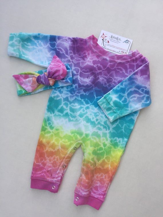 Newborn Baby Clothes, Rainbow Romper, Tie Dyed Sleeper, Baby Clothes, Newborn Ro...