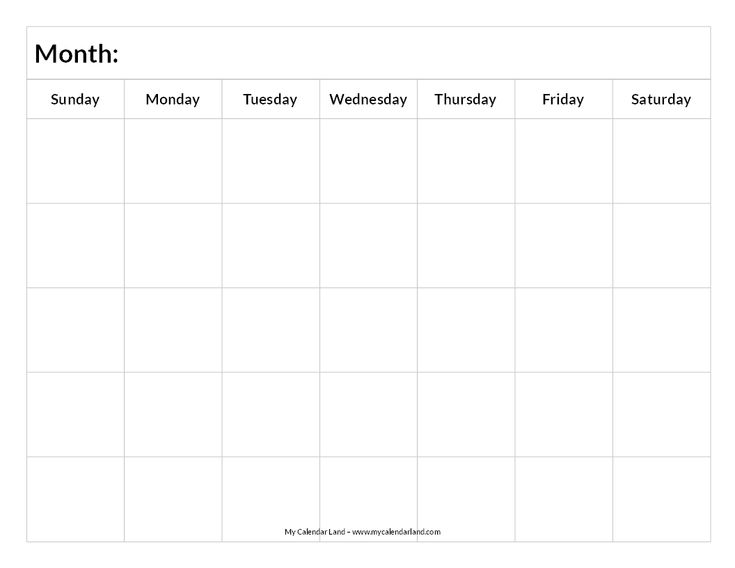 blank calendar layout