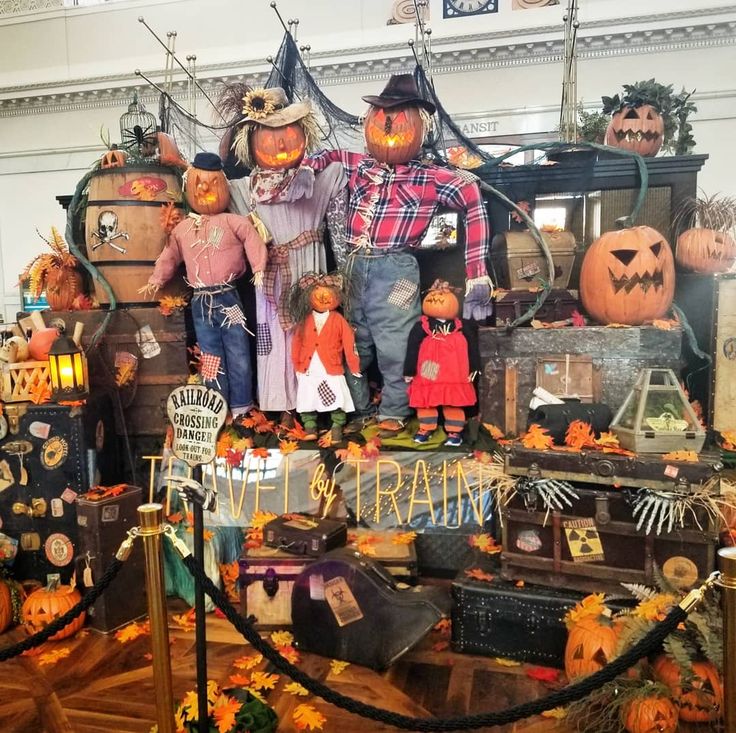 Halloween display inside Union Station in Denver. A happy Jack O Halloween display inside Union Station in Denver. A happy Jack O