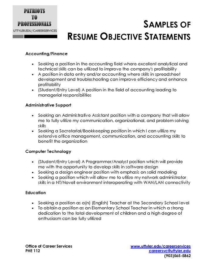 finance objective for resume