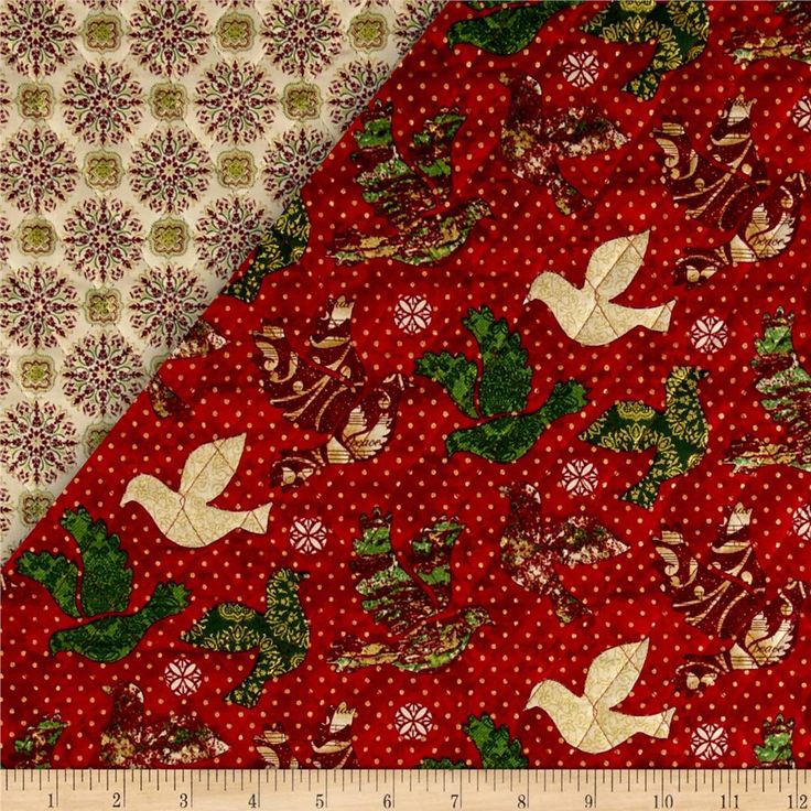 Double sided doves for Christmas Pre quilted fabric, Quilt fabric Double sided doves for Christmas Pre quilted fabric, Quilt fabric