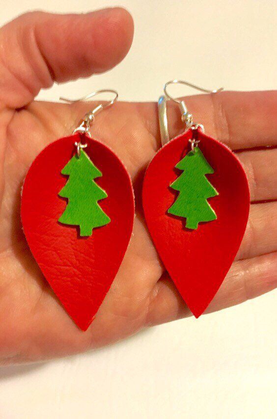 Excited to share this item from my #etsy shop: Faux leather christmas teardrop e...