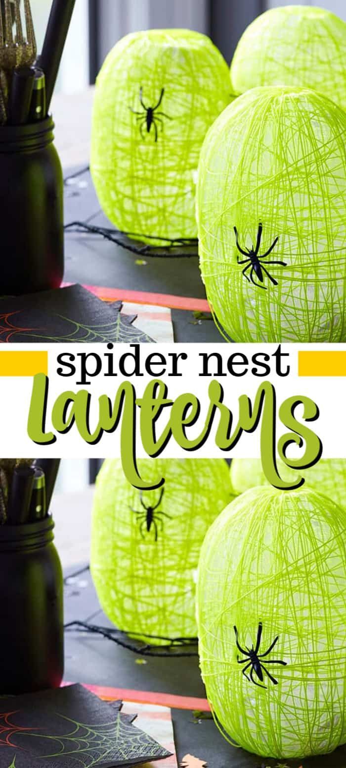 These Spider's Nest Lanterns make for great Halloween home decor and are perfect...