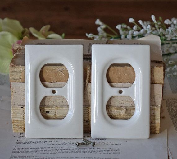 Decorative Electric Outlet Plates White Porcelain Outlet Cover Plates Vintage Switch Plate Outlet Plates Outlet Covers Switch Plates