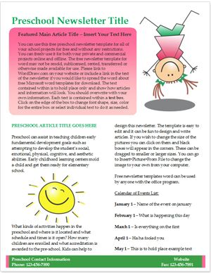 preschool news letter