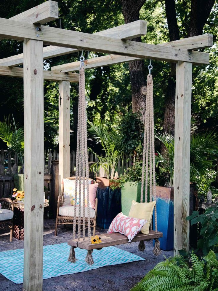 How To Make Hang A Simple Outdoor Swing Diy Backyard Diy Backyard Outdoor Swing, Outdoor Swing Pergola Designs