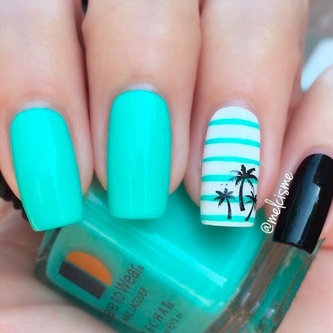 This summer, channel your inner tropical goddess with these tropical nail designs. Everything from palm trees to colorful hues! Nail Arts, Nail Art Designs, Nail Designs, Tropical Nail Designs, Palm Tree Nails, Vacation Nails, Nail Designs Summer, Nail Colors, Uñas Decoradas