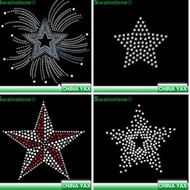 Vinyl Stars with Rhinestones Heat Press Iron On DIY Purchase is for 2 Stars