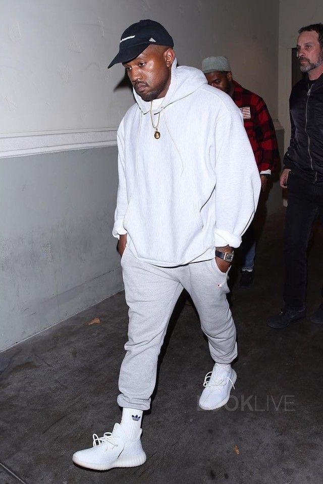 triple white yeezy outfit