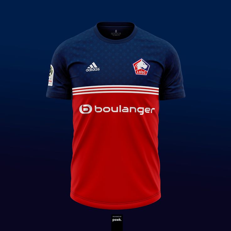 Adidas Soccer Jersey in Red, White and Navy Blue - Losc Concept Kit