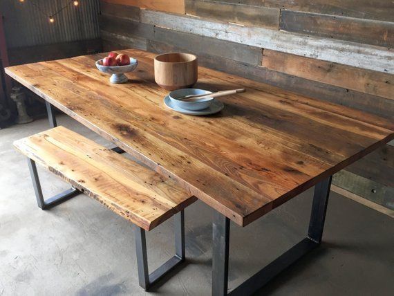 Brown Wood Industrial Rustic Designs Table With Silver Stainless