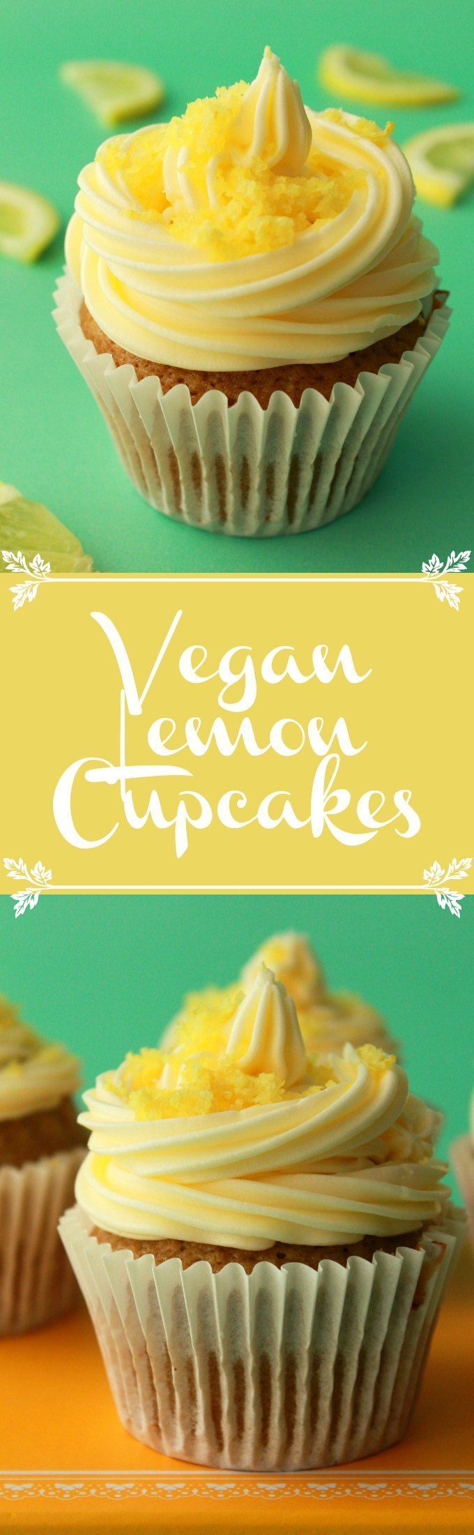 Vegan Lemon Cupcakes with Lemon Buttercream Frosting #lemonbuttercream Vegan Lem...