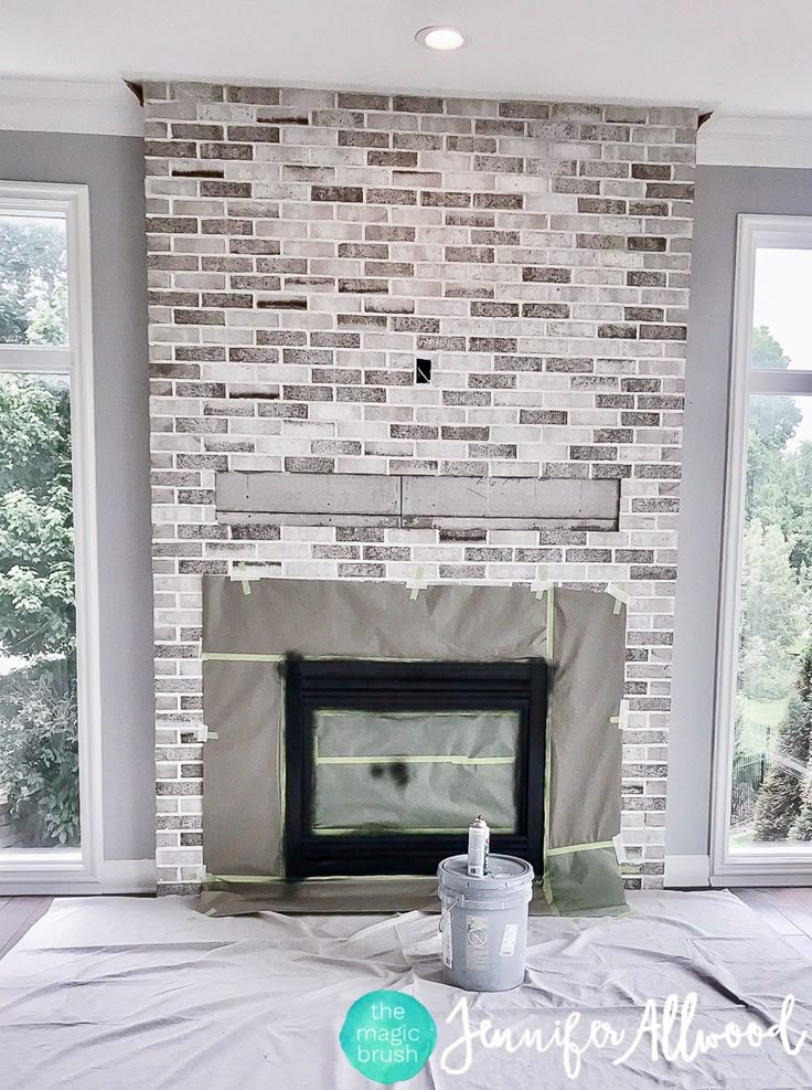A Light Brick Fireplace Makeover by Jennifer Allwood | the Magic Brush
