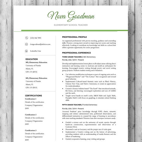 Teacher resume, word template that is specially designed for teachers in mind. are designed specifically with educators in mind. This beautiful teacher resume is available on Etsy for only $14.00