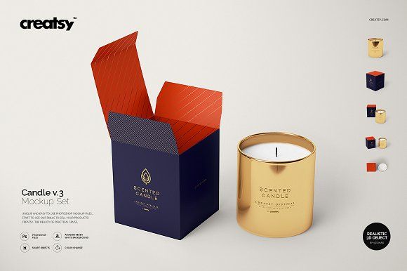 Download Candle Mockup Set V 3 Candle Mockup Box Mockup Packaging Mockup PSD Mockup Templates