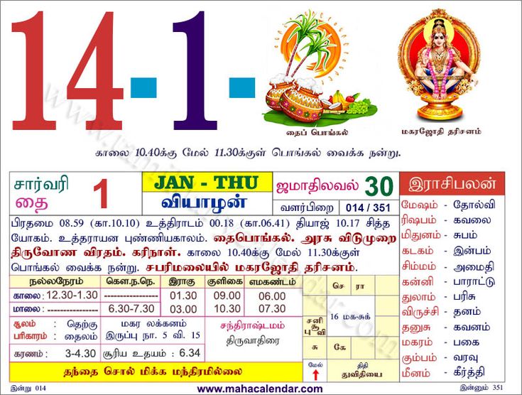 Tamil Monthly Calendar January 2021 - தமிழ் தினசரி காலண்டர் - Wedding