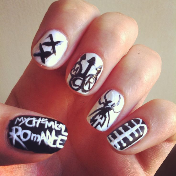 The 25+ Best Emo Nail Art Ideas On Pinterest Easy Nail Designs my chemical romance nails , nail art, band nails, MCR, emo , holy - The 25+ Best Emo Nail Art Ideas On Pinterest Easy Nail Designs