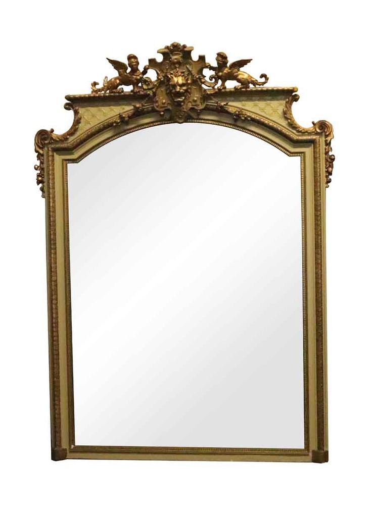 Antique French Over Mantle Mirror With Griffins Olde Good Things Antiques French Antique Mirror, Antique Brass Mantle Mirror