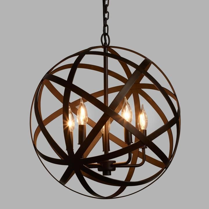 Aged Black Metal Orb 5 Light Chandelier Farmhouse Lighting Home Aged Black Metal Orb 5 Light Chandelier, Large Aged Black Metal Orb 5 Light Chandelier