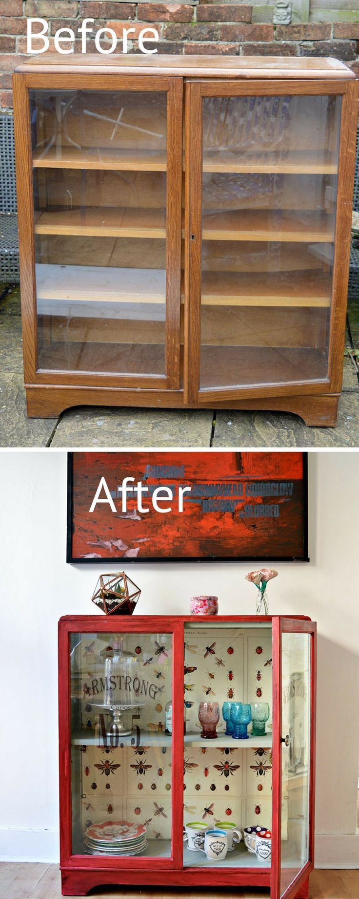 Furniture Flip Using The Best Chalk Paint Annie Sloan Red Emperor S Silk And Decoupage Vintage Graphics Muebles Reciclados Muebles Vintage Muebles De Bricolaje