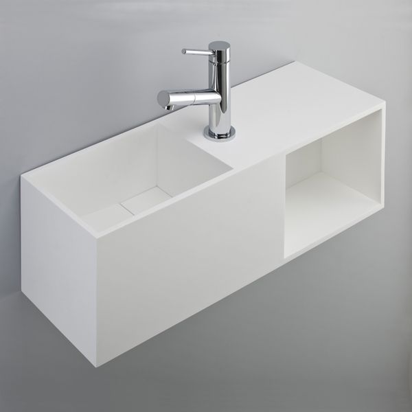 lave-mains design de benesan avec rangement. le matériau utilisé, la