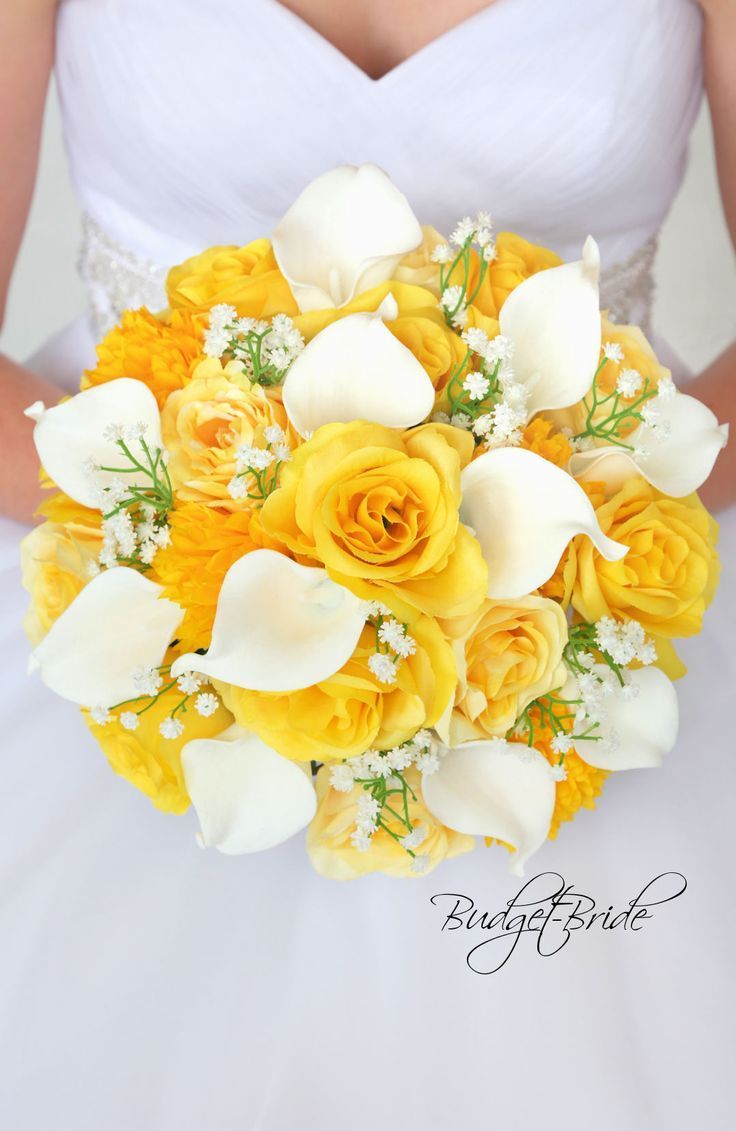 Buttercup Davids Bridal Wedding Bouquet In Yellow And White With