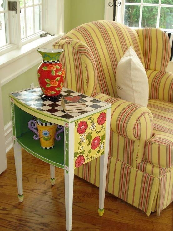 There Is Something About The Bright Colors And Stripes Of This Vignette That I LOVE Love Me Some Mary Engelbreit Type Painted Furniture There Is Something About The Bright Colors And Stripes Of This Vignette That I LOVE Love Me Some Mary Engelbreit Type Painted Furniture