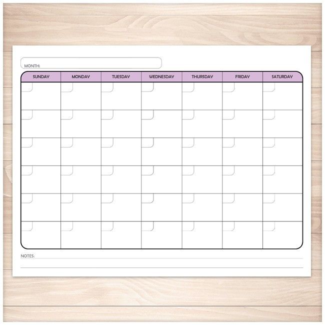 monthly calendar with notes
