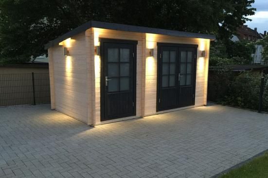 Kundenbild Pultdach Gartenhaus Modell Maria40 mit Anbau