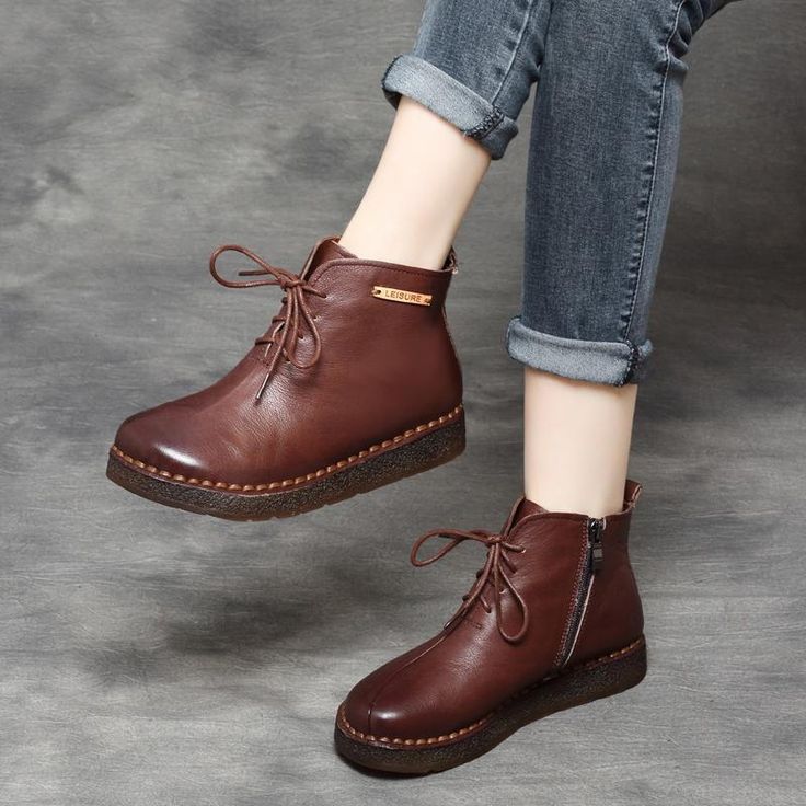 Vintage Leather Zipper Martin Boots – Babakud